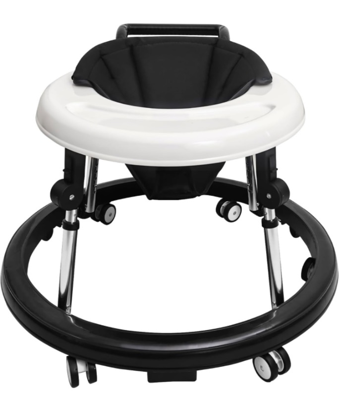 Photo 1 of Baby Walker, 9-Gear Height Adjustable Baby Walker with Wheels, Foldable Infant Toddler Walker with Foot Pads, Baby Walkers and Activity Center for Baby Boys and Baby Girls 6-24 Months