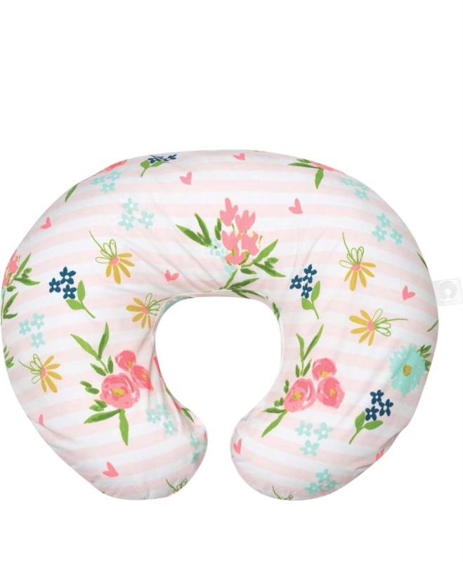 Photo 1 of Boppy Nursing Pillow Original Support, Pink Floral Stripe, Ergonomic Nursing Essentials for Bottle and Breastfeeding, Firm Fiber Fill, with Removable Nursing Pillow Cover, Machine Washable