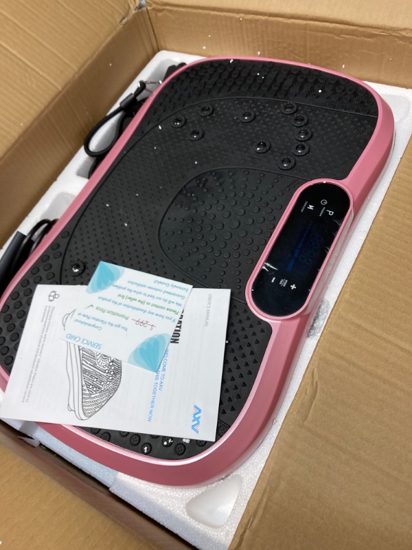 Photo 1 of AXV Vibration Plate Exercise Machine Whole Body Workout Vibrate Fitness Platform Lymphatic Drainage Machine for Weight Loss Shaping Toning Wellness Home Gyms Workout SLIM- PINK