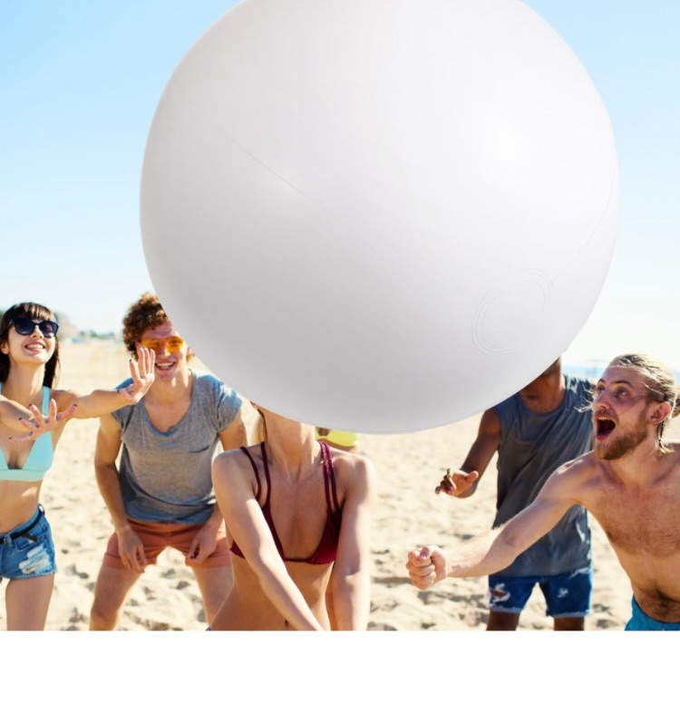 Photo 1 of 6.5 Feet White Giant Beach Ball Large Inflatable Ball Swimming Pool Party Ball for Summer Beach Massive Beach Decorations Supplies for Water Games Birthday Pool Party