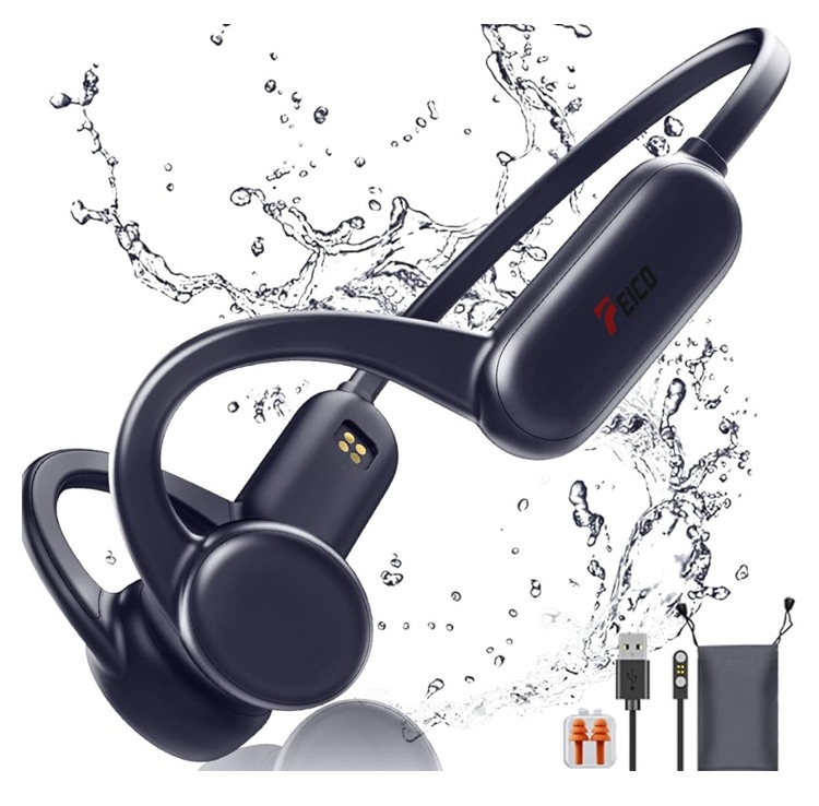 Photo 1 of ***BUNDLE X 4*** Bone Conduction Headphones, Bluetooth 5.3 Open-Ear Headphones with Mic | MP3 Mode Built-in 32GB & 10Hrs Playtime, IP68 Waterproof Bone Conduction for Running, Cycling, Walking (Blue)