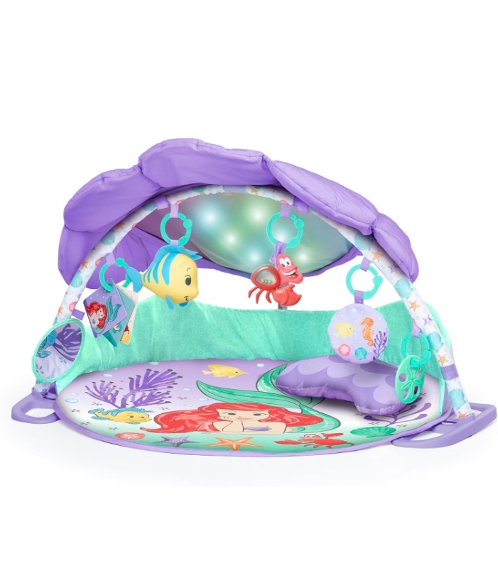 Photo 1 of Bright Starts Disney Baby The Little Mermaid Twinkle Trove Light-Up Musical Baby Activity Gym with Tummy Time Pillow, Newborn+