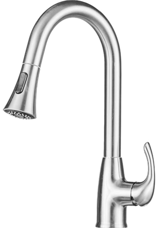 Photo 1 of ** PARTS ONLY *** EZ-FLO Kitchen Faucet, High-Arc Single Lever with Pull-Down Spray, 1 or 3 Hole Deck Mount Installation, Brushed Nickel, 10723