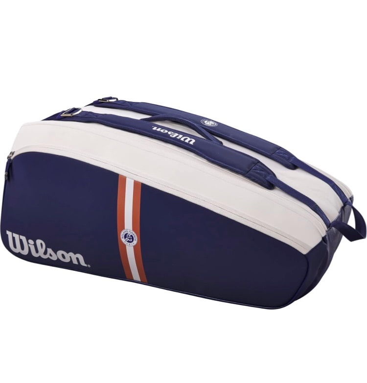 Photo 1 of ***DAMAGED, USED*** WILSON Roland Garros Super Tour Tennis Racket Bag - Navy/White, Holds up to 9 Rackets