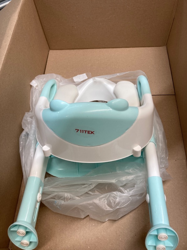 Photo 2 of 711TEK Potty Training Seat Toddler Toilet Seat with Step Stool Ladder,Potty Training Toilet for Kids Boys Girls Toddlers-Comfortable Safe Potty Seat Potty Chair with Anti-Slip Pads Ladder (Blue)