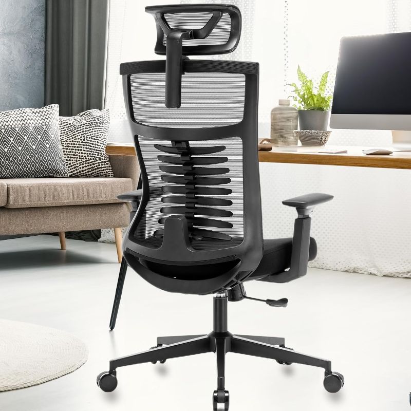 Photo 1 of Office Chair Ergonomic Desk Chair,Computer Gaming Chair, Tall Executive Task Chair,Adjustable Big Tall Lumbar Support Breathable Mesh Backrest Headrest Chair,Black