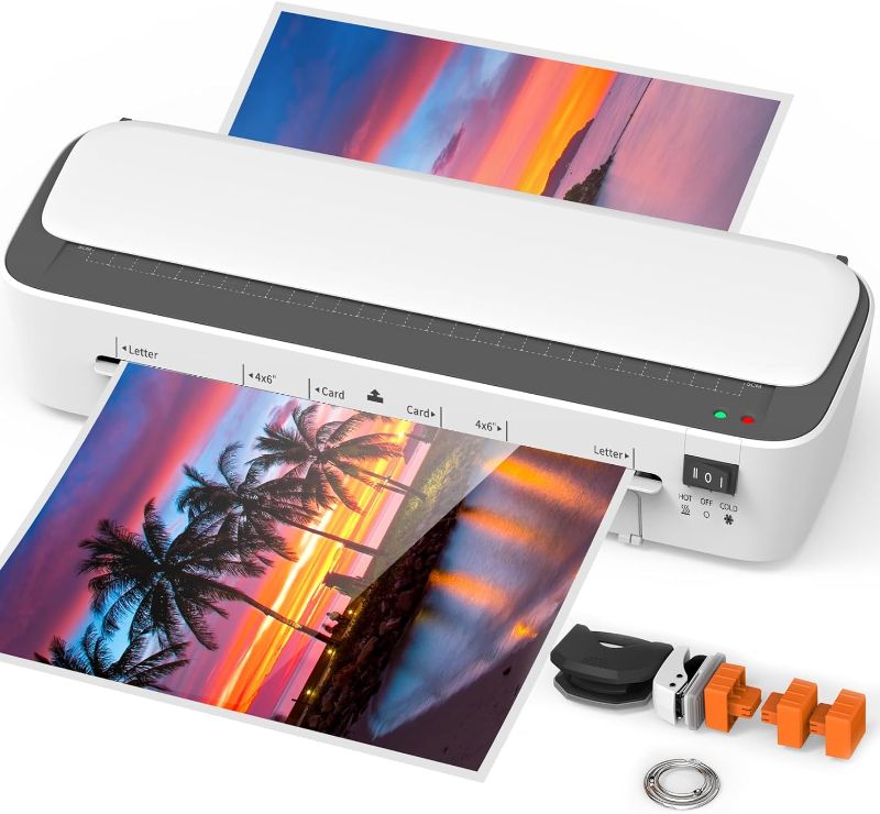 Photo 1 of 8-in-1 Laminator with 36 Laminating Sheets, 13" Wide Desktop Thermal Laminating Machine for Letter Size, 2 Temperature Mod, Built-in Paper Trimmer and 3 Cutter Heads – Ideal for Office, School, Busin