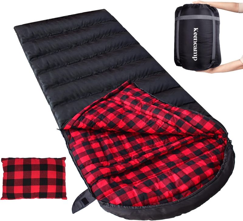 Photo 1 of 0 Degree Sleeping Bag Cotton Flannel Winter Cold Weather for Adults Sleeping Bag 4 Season Big and Tall with Pillow Compression Sack
***STOCK IMAGE IS SIMILAR SLEEPING BAG BY SAME BRAND***