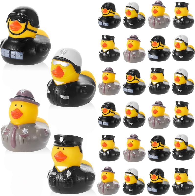 Photo 1 of 100 Pcs Police Rubber Ducks Police Theme Rubber Ducky Bath Police Toys Robbers Role Play Police Party Decorations for Birthday Party Police Appreciation