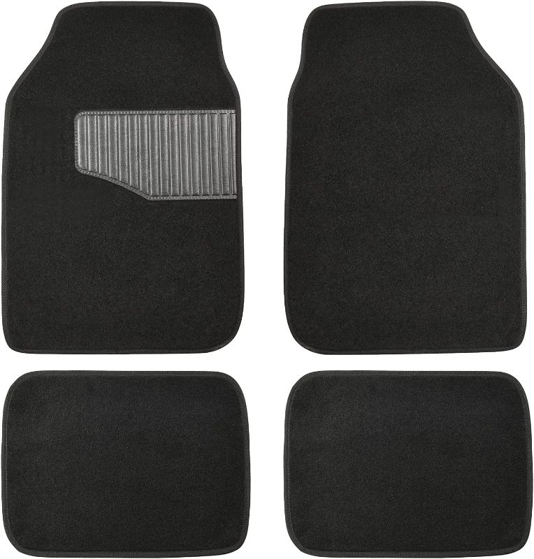 Photo 2 of Amazon Basics Universal Fit Carpet Floor Mats For Car SUV Van & Truck, 4-Piece, Black, 25"L x 17.5"W (Front), 13"L x 17.5"W(Rear)