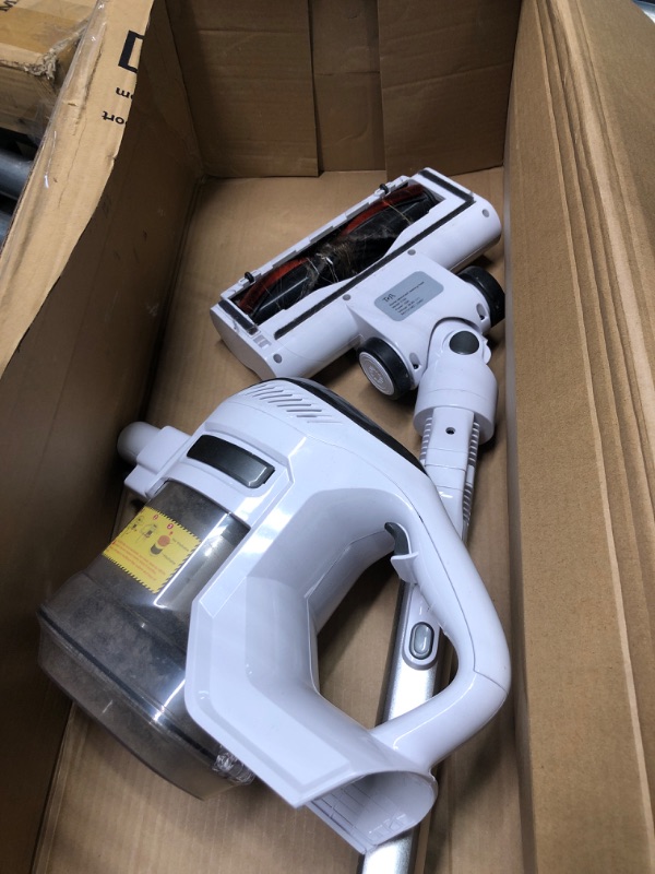 Photo 2 of ** FOR PARTS ONLY  ** Cordless Vacuum Cleaner, 6 in 1 Stick Vacuum Cleaner with 4 Filters 8-Cell Battery & 40 Mins Running Time 1.3L Dust Cup&LED Floor Brush Head for Hardwood Floor Deep Clean T150 White