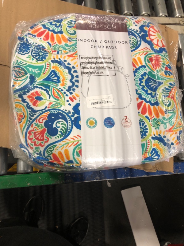 Photo 1 of 17"x16"x2" U-Shape Chair Cushions with Ties 2 Count, Outdoor Indoor Waterproof All Weather Seat Pads Decoration for Patio Garden Dining Office - Paisley Multi A Paisley Multi Set of 2