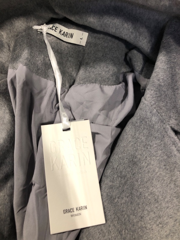 Photo 1 of GRACE KARIN Women's Trench Coat Notch Lapel Double Breasted Thick A Line Pea Coats Jacket with Pockets(large)