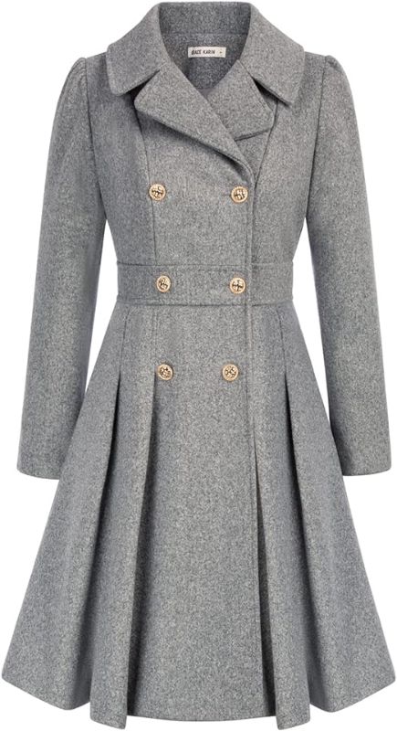 Photo 1 of GRACE KARIN Women's Trench Coat Notch Lapel Double Breasted Thick A Line Pea Coats Jacket with Pockets(large)