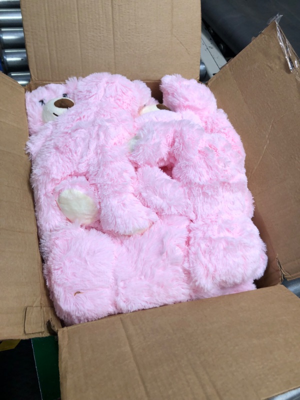 Photo 3 of Aoriher 6 Pieces Valentine's Day Bear Stuffed Animal Plush Xmas Baby Shower Bear Toys Soft Cute Bear Dolls Santa Sleeping and Playing Toys Decorations(Pink, Long Plush) Pink Long Plush