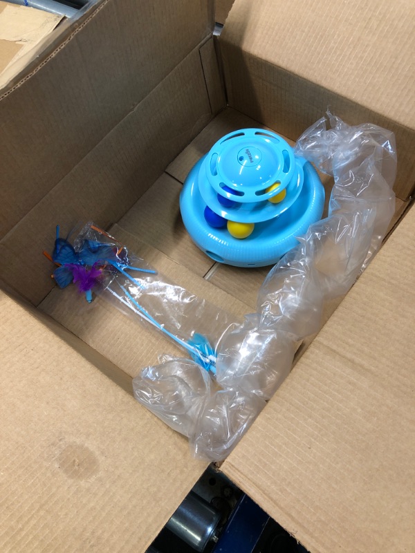 Photo 1 of 3-in-1 Interactive Cat Toys, Automatic Boredom Relief Kitten Toys, Smart Kitten Toy with 360°Electric Rotating Butterfly, Random Moving Ambush Feather, Cat Toy Track Balls, Cat Interactive Toys