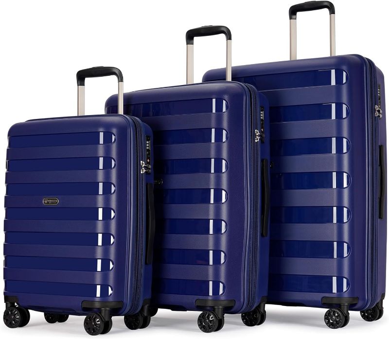 Photo 1 of 3-piece set includes 20-inch, 24-inch, 28-inch luggage with scratch-resistant PP material, expandable(?all 20 24 28), Super light, thickened, large-capacity suitcase
