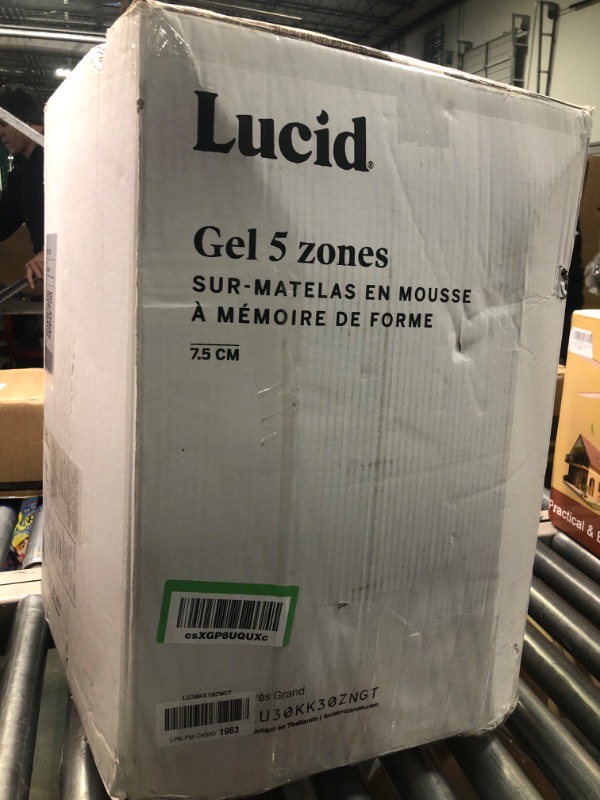 Photo 1 of Lucid 3 Inch Mattress Topper King – Memory Foam Mattress Topper King – 5 Zone Gel Infusion – CertiPur Certified Foam – Dorm Room Essentials Gel King 3 Inch Topper Only