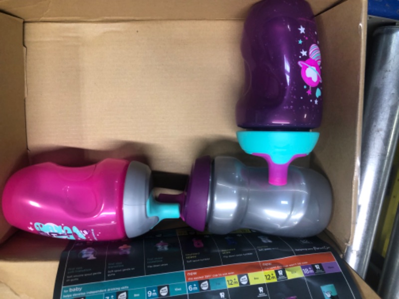 Photo 1 of Chicco 9oz. Sport Spout Trainer with Semi-Firm, Bite-Resistant Spout and Spill-Free Lid | Top-Rack Dishwasher Safe | Easy to Hold with Ergonomic Indents | Pale Blue/Teal, 5pk| 9+ months