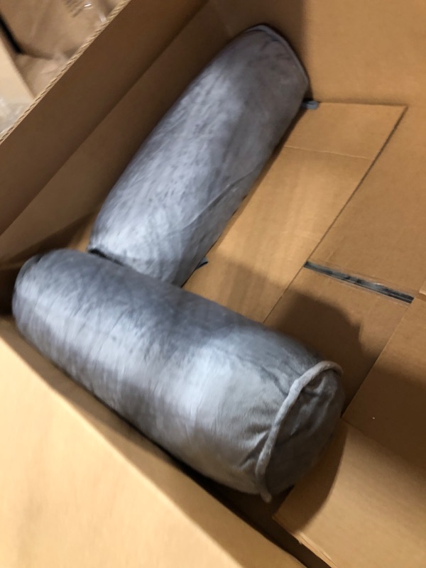 Photo 5 of  Double Reading Pillow with Shredded Memory Foam, Great as Backrest for Books or Gaming with Removable Velour Cover-Two Person Sit Up Pillow (Grey)