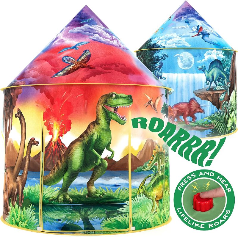 Photo 1 of  Dinosaur Discovery Kids Tent with Roar Button, Dinosaur Tent, Best Easter Toys for Boys and Girls, Pop Up Tent for Kids, Dinosaur Toys for Kids, Kids Tent Indoor & Outdoor