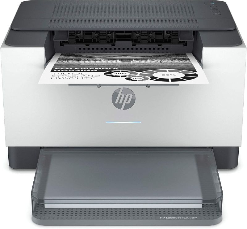 Photo 1 of HP Laserjet M209dw High-Speed Wireless Monochrome Laser Printer for Home Use and Small Business, Fast 2-Sided Printing, Scanner, Copying, Dual Band WiFi Compact Black and White Printers (Renewed)
