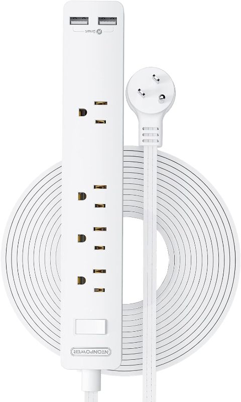 Photo 1 of Extension Cord 15 ft, NTONPOWER Flat Plug Power Strip with Widely Outlets , 2-Side Outlet Extender Long Cord, Mounted, Multiple Outlet for Indoor Home Office and Dorm Room Essentials
***Stock photo shows a similar item*** 