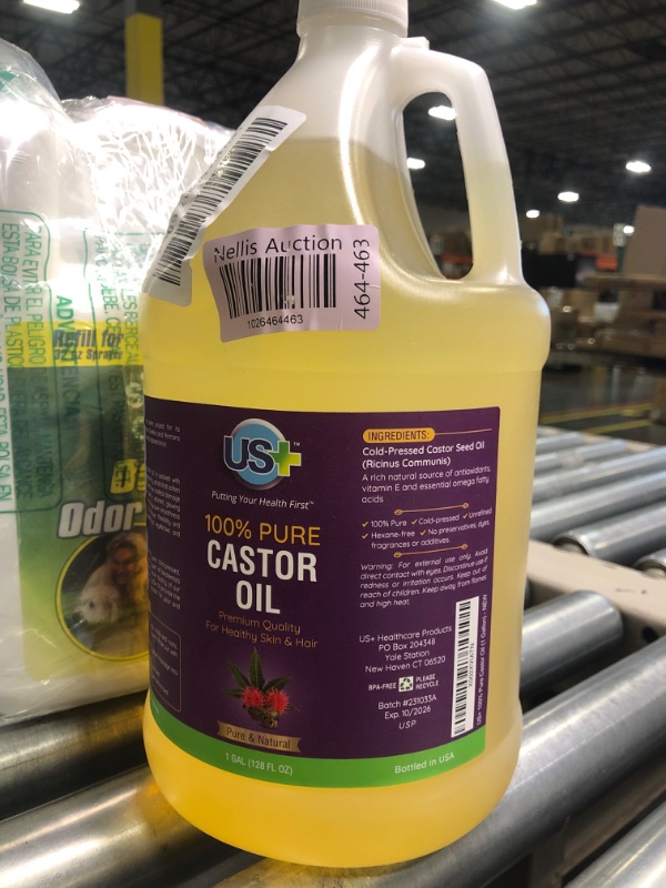 Photo 1 of 100% Pure Castor Oil - Cold-pressed, Unrefined, Hexane-free - Premium Quality - USP Grade (1 Gallon)****SLIGHTLY LOWER THAN A FULL BOTTLE