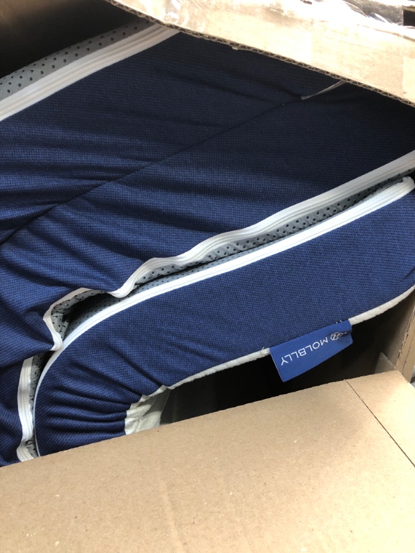 Photo 2 of **USED** Molblly Folding Mattress, 3 inch Memory Foam Tri Folding Mattress, Portable Trifold Mattress Topper with Breathable & Washable Cover, Foldable Mattress Guest Bed for Camping, Twin Size - 38"x 75"x 3" Blue Twin