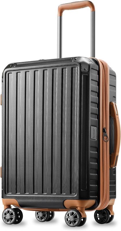 Photo 1 of LUGGEX Carry On Luggage 22x14x9 Airline Approved - 35L Polycarbonate Hard Sided Expandable Suitcase with Spinner Wheels (Black, 20 Inch) https://a.co/d/h0NHyrg