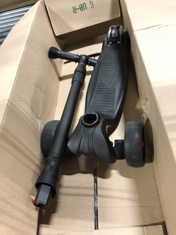 Photo 1 of Allek Kick Scooter B02, Lean 'N Glide Scooter with Extra Wide PU Light-Up Wheels and 4 Adjustable Heights for Children from 3-12yrs (Black)