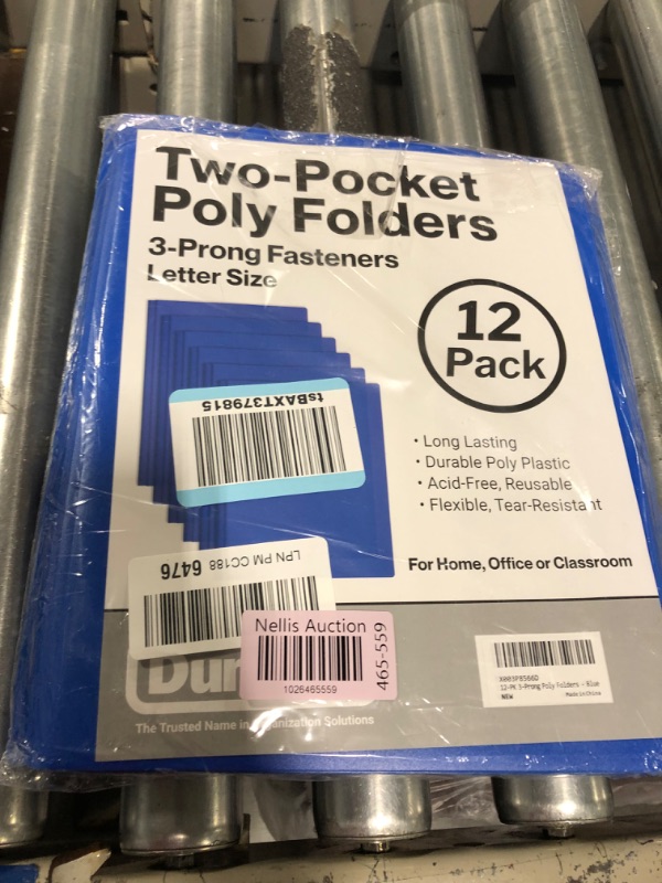 Photo 1 of Dunwell Plastic Pocket Folders with Prongs - (12 Pack, Blue), 2 Pocket 3 Prong Folders, Durable Plastic folders with Pockets and brads, Bulk Poly 2 Pocket Folder with Clasp, Labels Included