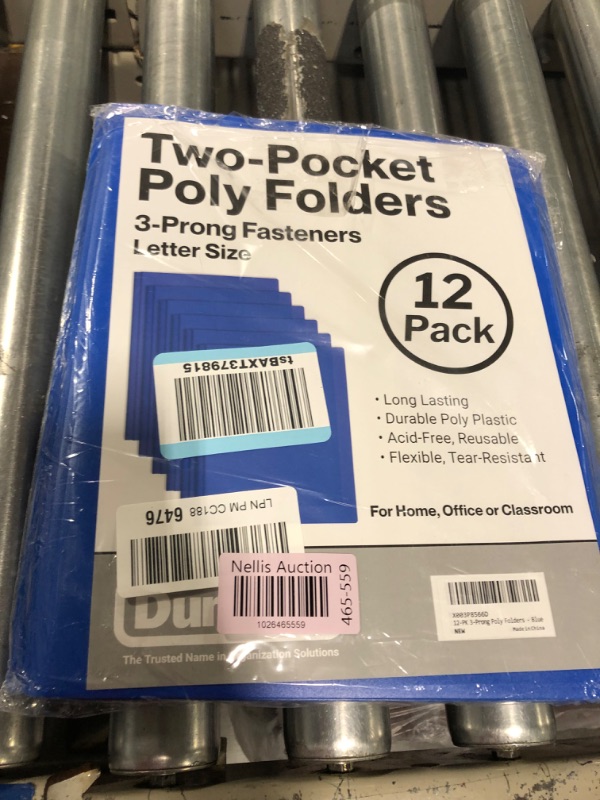 Photo 2 of Dunwell Plastic Pocket Folders with Prongs - (12 Pack, Blue), 2 Pocket 3 Prong Folders, Durable Plastic folders with Pockets and brads, Bulk Poly 2 Pocket Folder with Clasp, Labels Included