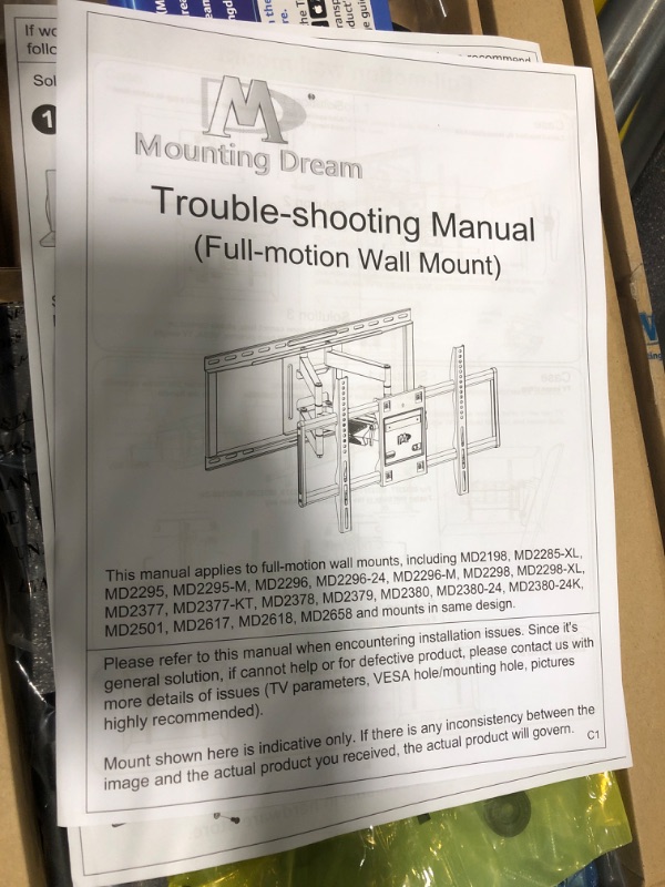 Photo 4 of Limited-time deal: Mounting Dream UL Listed TV Wall Mount for Most 42-84 Inch TV, Full Motion TV Mount with Swivel and Tilt, TV Bracket with Articulating Dual Arms, Fits 16inch Studs, Max VESA 600X400 mm, 100 lbs,MD2617 https://a.co/d/es9w9pu