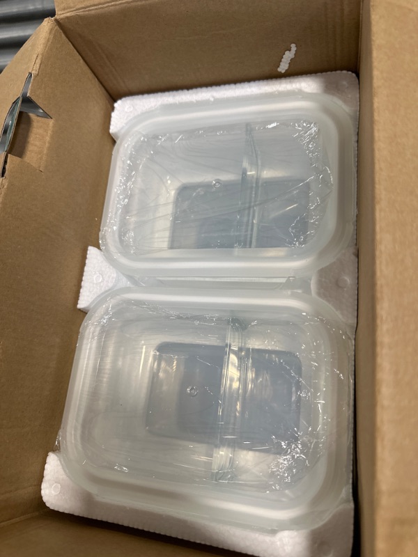 Photo 3 of 10 Pack Glass Meal Prep Containers 2 Compartment, Food Storage Containers with Lids, Airtight Lunch Bento Boxes (10 lids & 10 Containers) - White