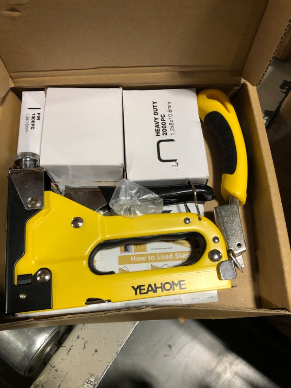 Photo 3 of Upholstery Staple Gun Heavy Duty, 4 in 1 Stapler Gun with 6000 Staples, Remover, Gloves, Manual Brad Nailer Power Adjustment Stapler Gun for Wood, Upholstery, Carpentry, Decoration DIY Staple Gun