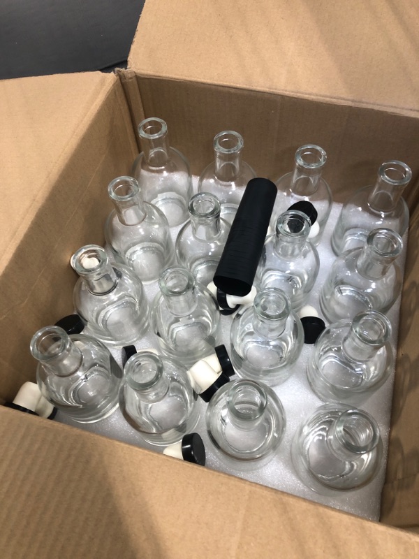 Photo 2 of 16Pack 200ml Glass Bottles with Cork 6oz Clear Glass Bottles Nordic Bottles with Stopper Empty Heavy Base Wine Bottles for Wine Beverages Drinks Beer Water Soda 16 200ML