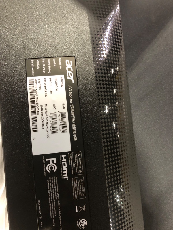 Photo 5 of Acer 21.5 Inch Full HD (1920 x 1080) IPS Ultra-Thin Zero Frame Computer Monitor (HDMI & VGA Port), SB220Q bi