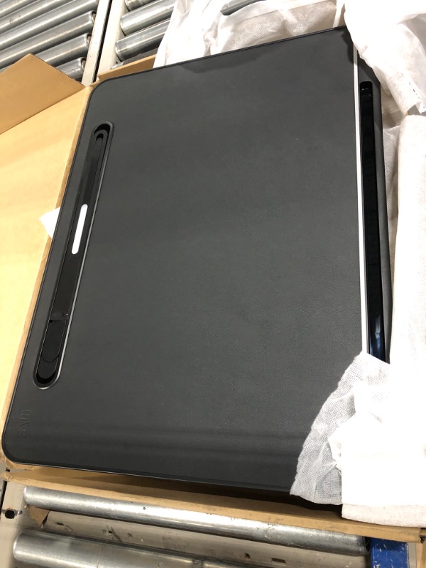 Photo 1 of Laptop Bed Tray Desk with LED Desk Light, SAIJI Adjustable Laptop Stand for Bed, XX-Large PVC Leather Foldable Laptop Table with Book Stand, School Supplies for High School College Students (Black) Black 23.6 x 17.7 In