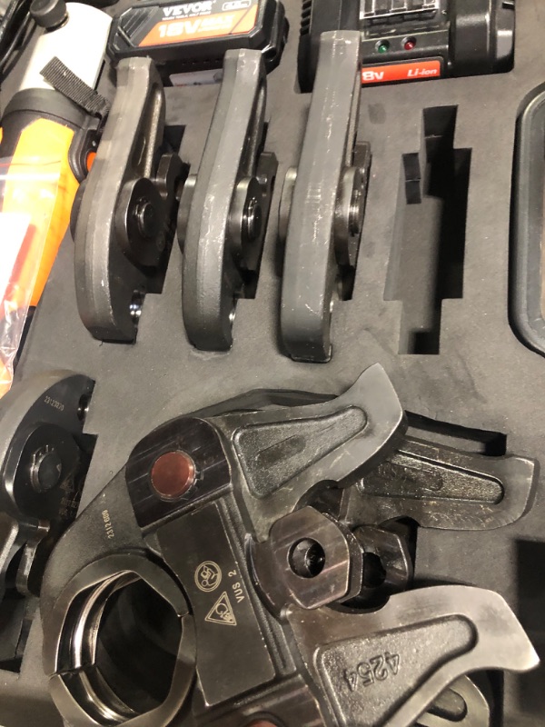 Photo 1 of Pro Press Tool, 18V Electric Pipe Crimping Tool for 1/2" to 2" Stainless Steel, Copper, PEX Pipes, Press Tool Kit with 6 Pro Press Jaws, 2pcs 4AH Battery, Fast Charger & Carrying Case