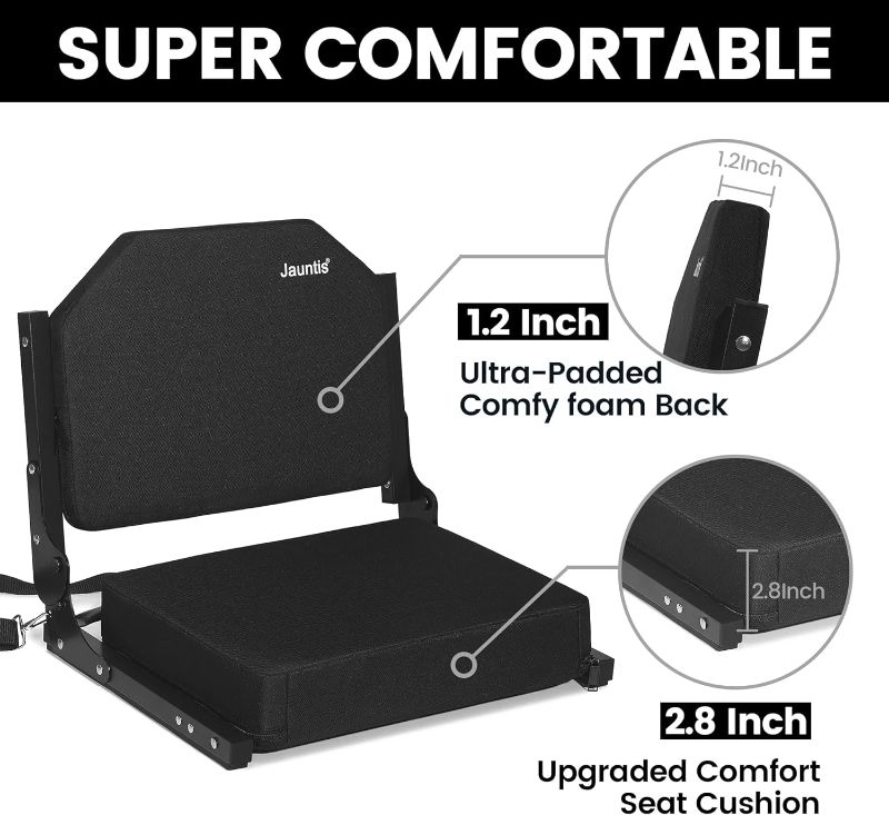 Photo 4 of Stadium Seats for Bleachers, Bleacher Seats with Ultra Padded Comfy Foam Backs and Cushion, Wide Portable Stadium Chairs with Back Support and Shoulder Strap (set of 2)