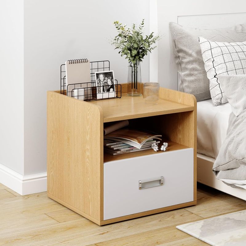 Photo 1 of 2.8 out of 5 stars 3
VVSmriti Nightstand, Modern Farmhouse Design, Maple Wood Color, Dimensions: 15.7" D x 17" W x 16.5" H.