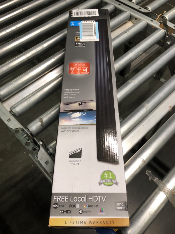 Photo 1 of GE Amplified HD Digital TV Antenna, Long Range Smart TV Antenna, Easy Mount on Top of TV Design, Supports 4K 1080P HDTV VHF UHF, Indoor Amplified Signal Booster, 5ft Coax HDTV Cable/AC Adapter, 37075