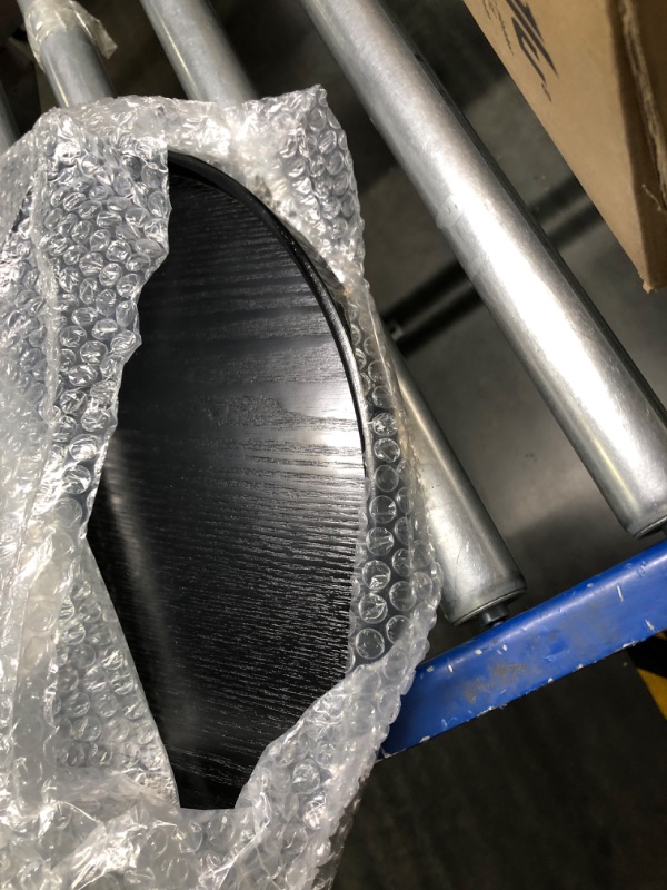 Photo 1 of Round Solid Wood Serving Tray Extra Large Tea Coffee Snack Food Meals Serving Plate Non-Slip Kitchen Party Bar Server Breakfast Tray with Raised Edges (15.7inch/40cm) Black Black Diameter 16"