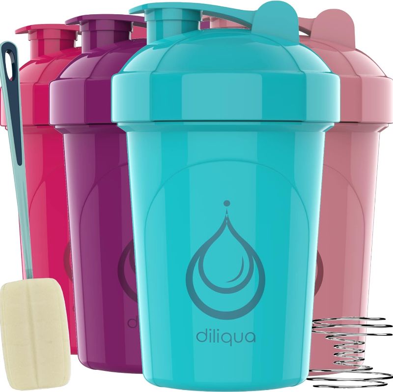 Photo 1 of 4-Pack 20 oz Shaker Bottles for Protein Mixes: BPA-Free, Dishwasher Safe, Large Protein Shaker Cups for Power Shakes & Healthy Smoothies