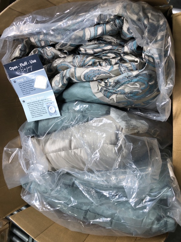 Photo 3 of Madison Park 24 Piece Faux Silk Paisley  Comforter Set with Matching Curtains, Down Alternative Hypoallergenic - Teal Unknown size 