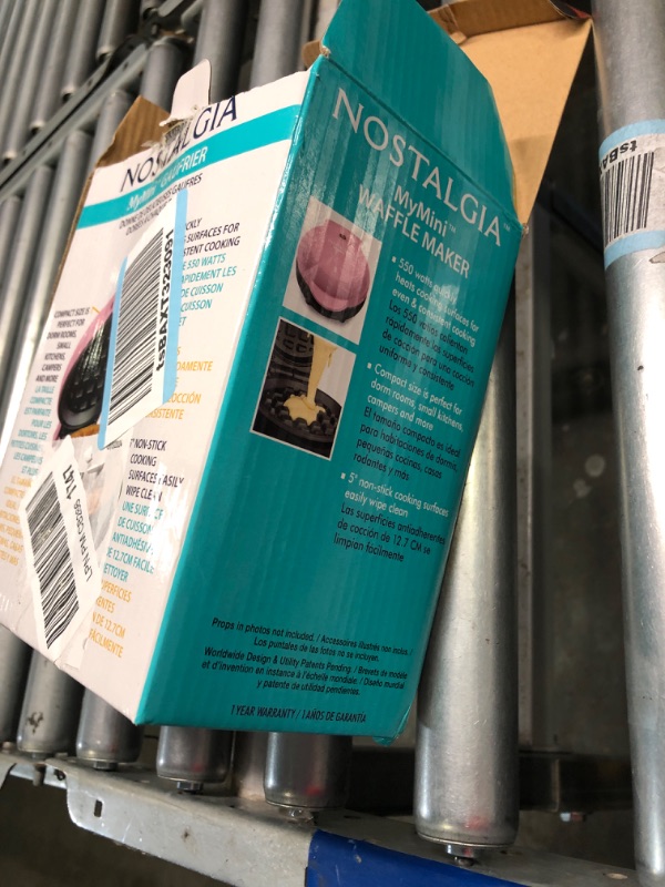 Photo 1 of Nostalgia MyMini Personal Electric Waffle Maker, 5-Inch Cooking Surface, Waffle Iron for Hash Browns, French Toast, Grilled Cheese, Quesadilla, Brownies, Cookies, Pink