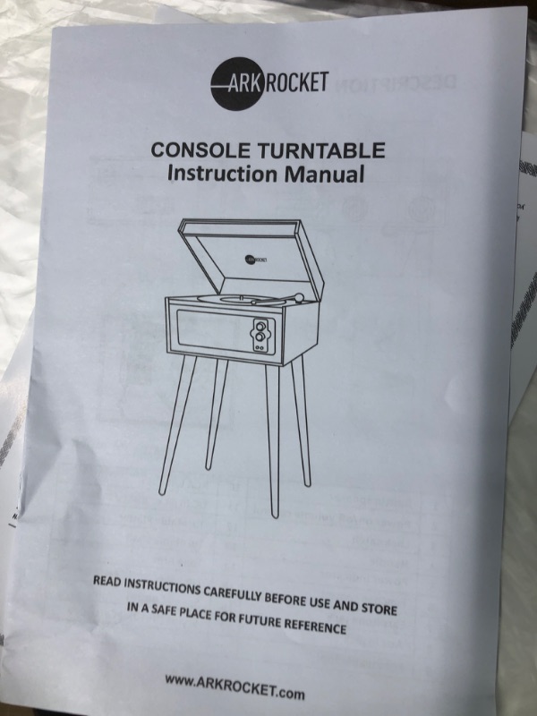 Photo 5 of **BROKEN NEEDLE//SOLD AS PARTS**Arkrocket 3-Speed Bluetooth Record Player Retro Turntable with Built-in Speakers and Removable Legs (Brown)