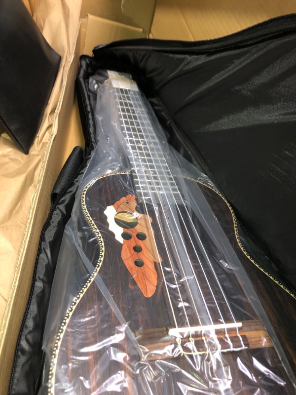 Photo 1 of 30inch Caramel CB904G Ebony Wood Electric Guitalele Small Guitar Kit Beginner Guitarlele Starter Bundle Strings, Padded Gig Bag, Strap and Wall mount Set (Ebony)