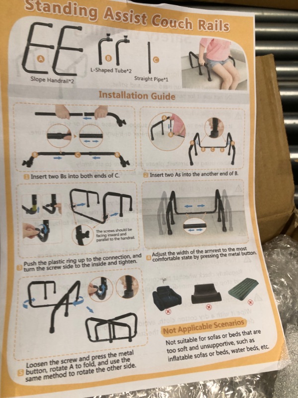 Photo 3 of Couch Rails for Elderly Standing Helper Chair Lift Assist Devices for Seniors Handicap Couch Cane Assistance Stand Up Mobility Aids Seat Lifter for Chair Couch Grab Bar Portable Standing Frame